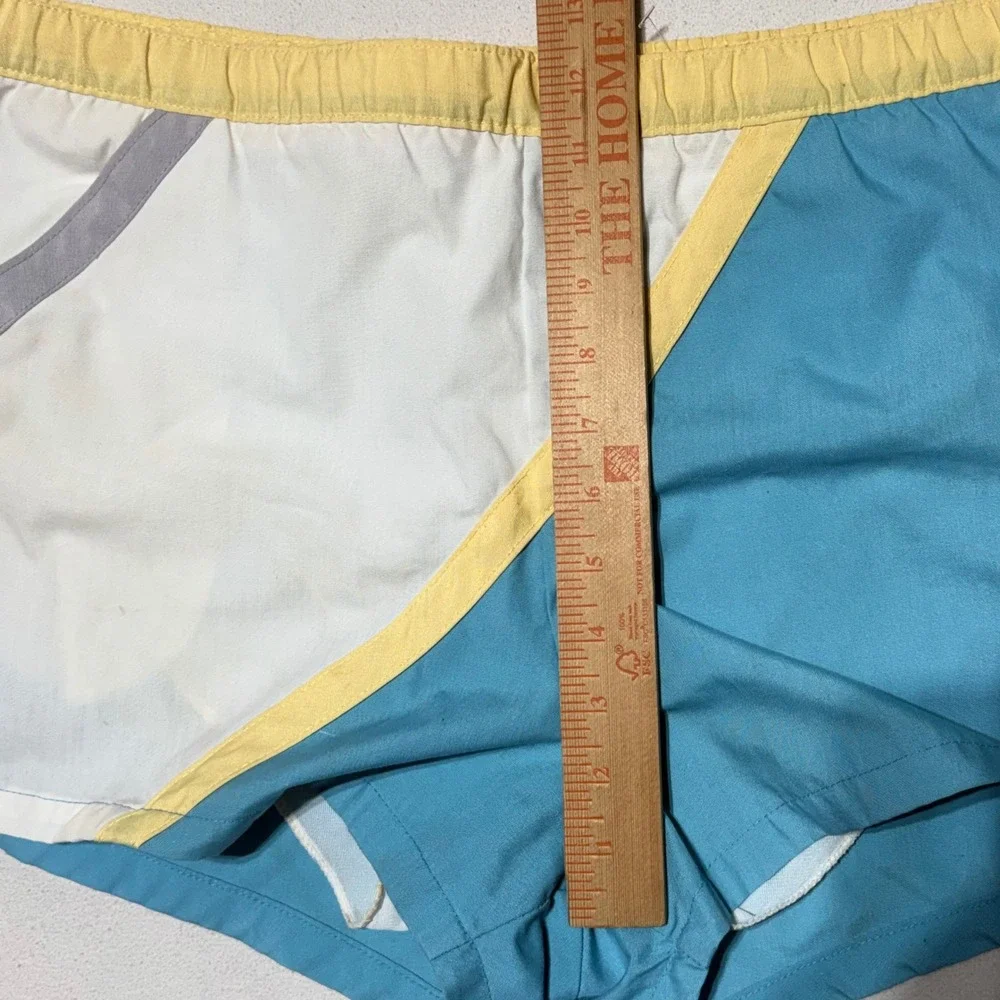 Vintage Jantzen Swim Trunks Mens 36 Teal Blue Colorblock Mesh Lined Made in USA